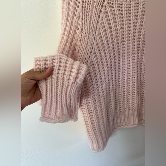 Wooden Ships Tara Rails Pink Chunky Open Knit Long Sleeve Turtleneck Sweater - Picture 3 of 8